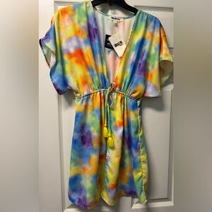 MIKEN SWIM. COVERUP W TASSELS.  ADJUSTABLE belt. Size SMALL NEW w tags!